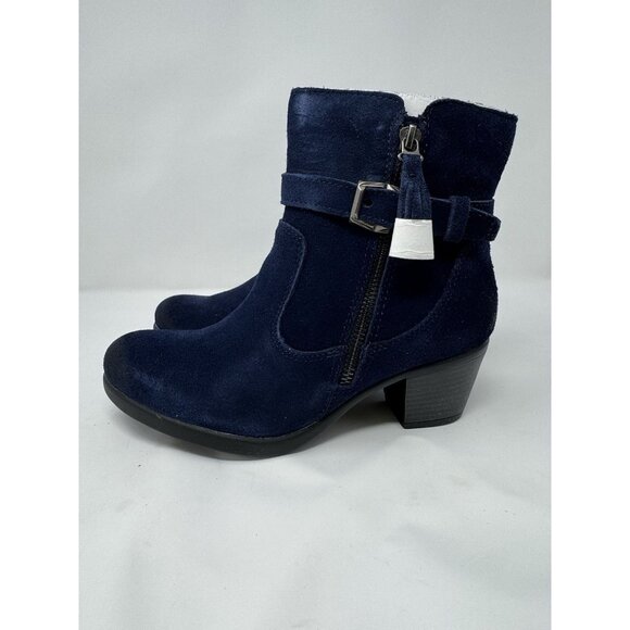 NEW Earth Origins Tori Dark Blue Water Repellent Suede Zip Up Heeled Boot Sz 7.5 - Picture 7 of 11